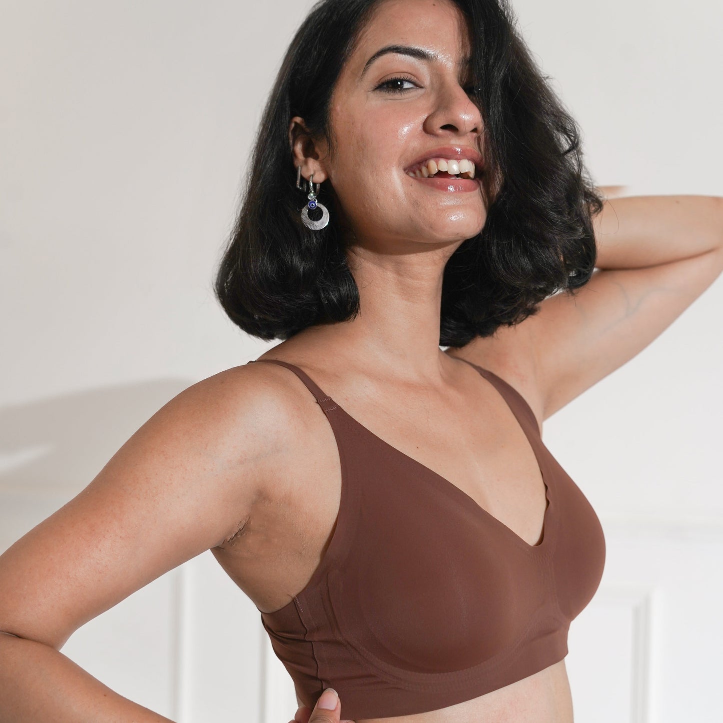 Seamless Wireless Removable Pads Bra Brown