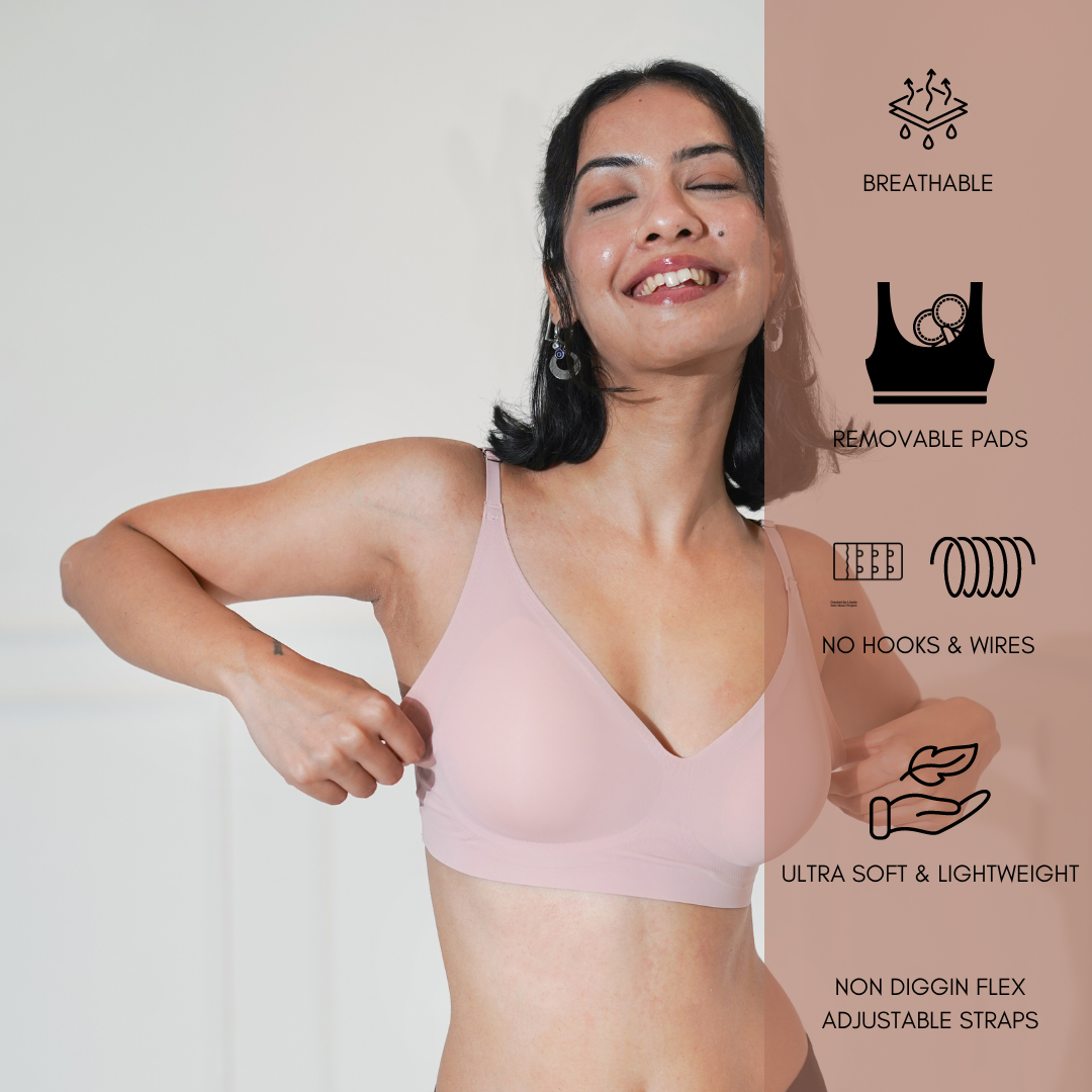 Seamless Wireless Removable Pads Bra Skin Tone