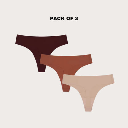 Seamless Thong Undies(Pack of 3)(Brown Tan Nude)