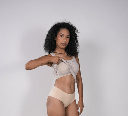 Wide Strap Sleeveless Bra Top Stone Beige
