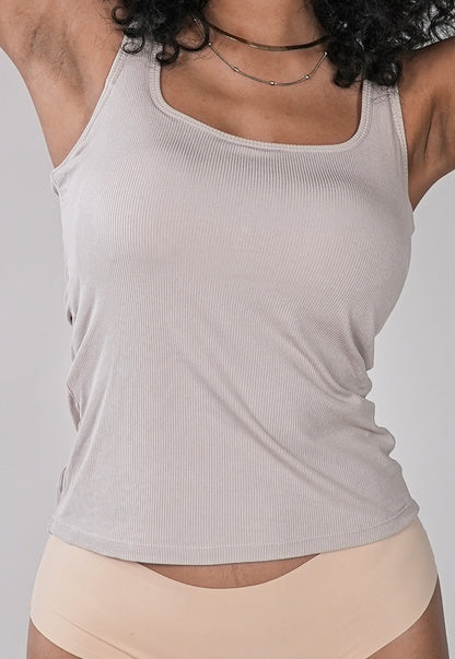 Wide Strap Sleeveless Bra Top Stone Beige