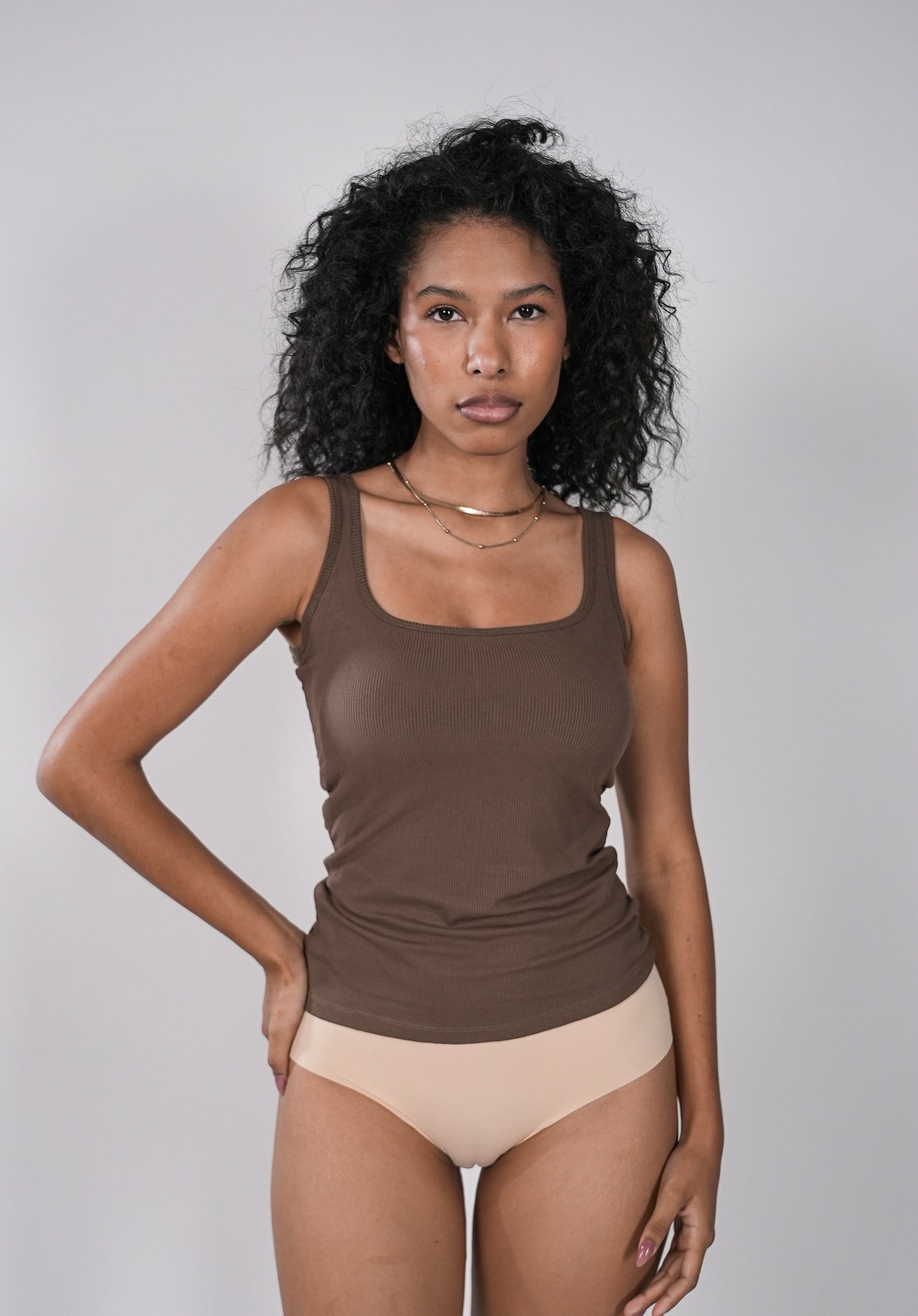 Wide Strap Sleeveless Bra Top Khaki