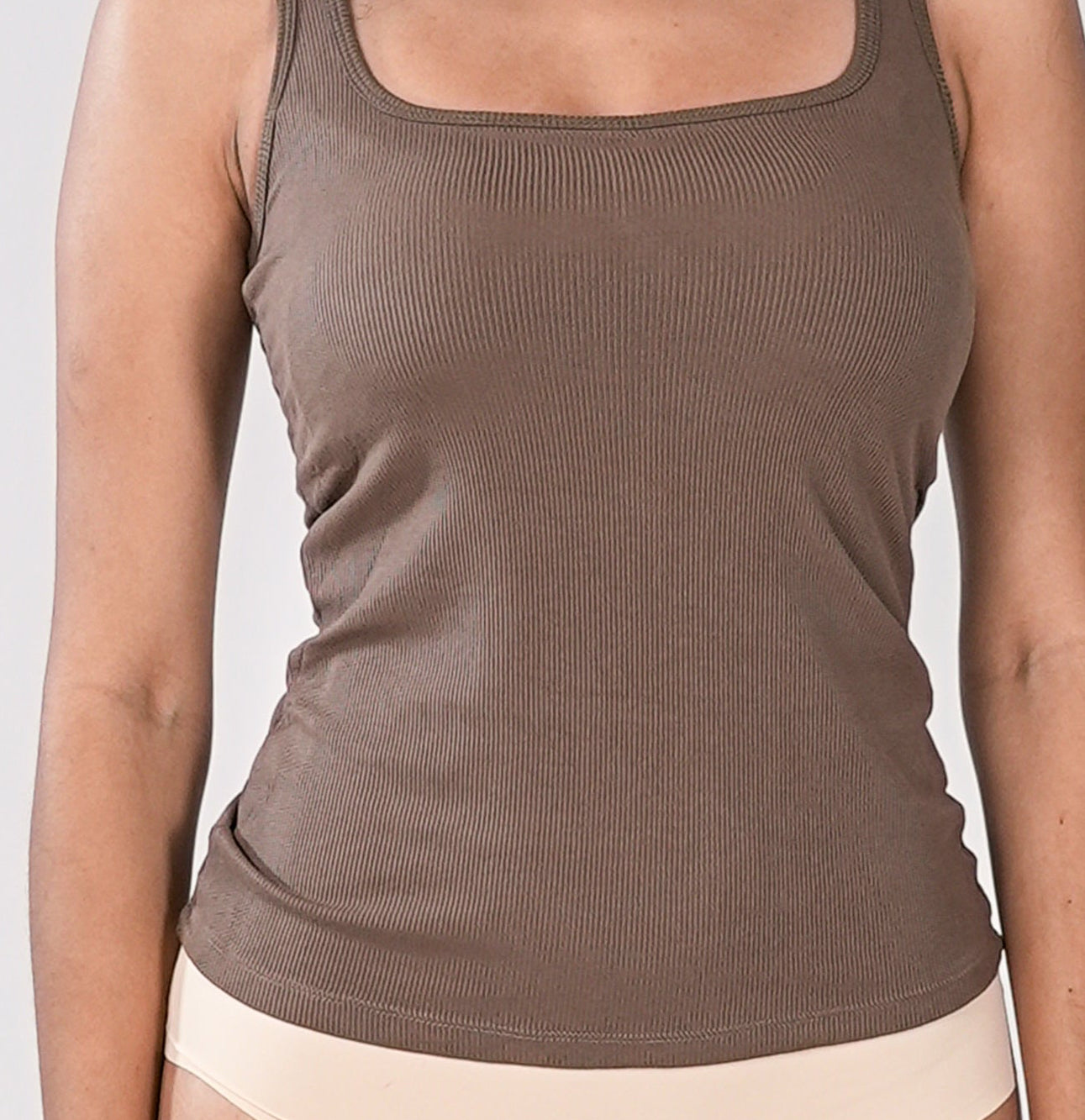 Wide Strap Sleeveless Bra Top Khaki