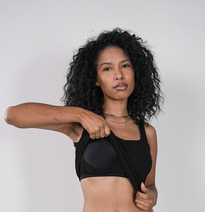 Wide Strap Sleeveless Bra Top Black