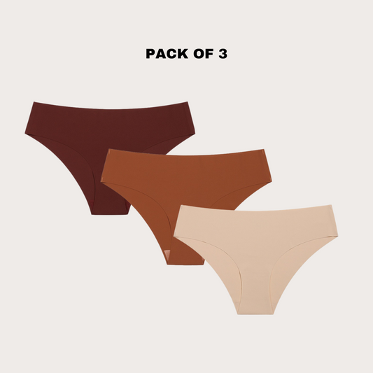 Seamless Brief Undies(Pack of 3)(Brown Tan Nude)