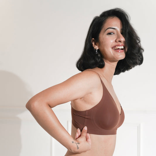 Seamless Wireless Removable Pads Bra Brown