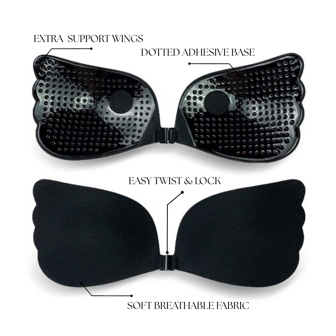 Stick-On Wings Bra Black
