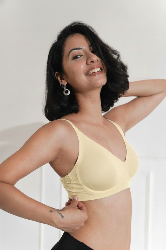 Seamless Wireless Removable Pads Bra Nude