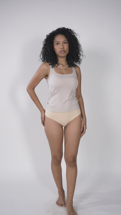 Wide Strap Sleeveless Bra Top Stone Beige